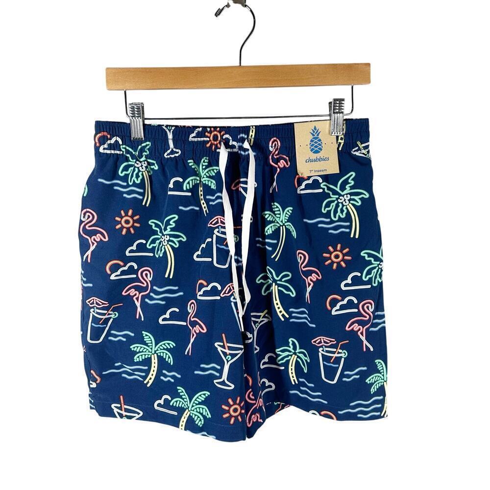 Chubbies The Neon Lights 7” inseam Stretch Zipper Pocket Board Shorts Medium